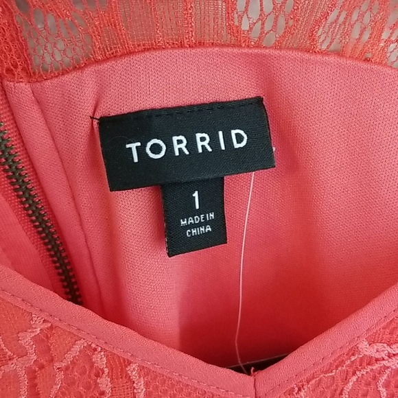 Torrid Sz1 Coral Floral Lace Skater Dress NWT - Picture 6 of 8